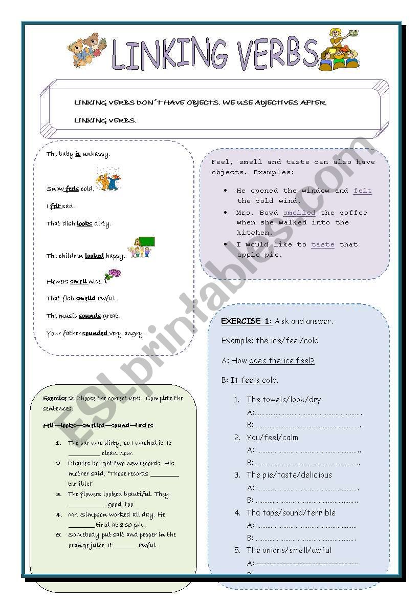 linking-verbs-esl-worksheet-by-diva2402