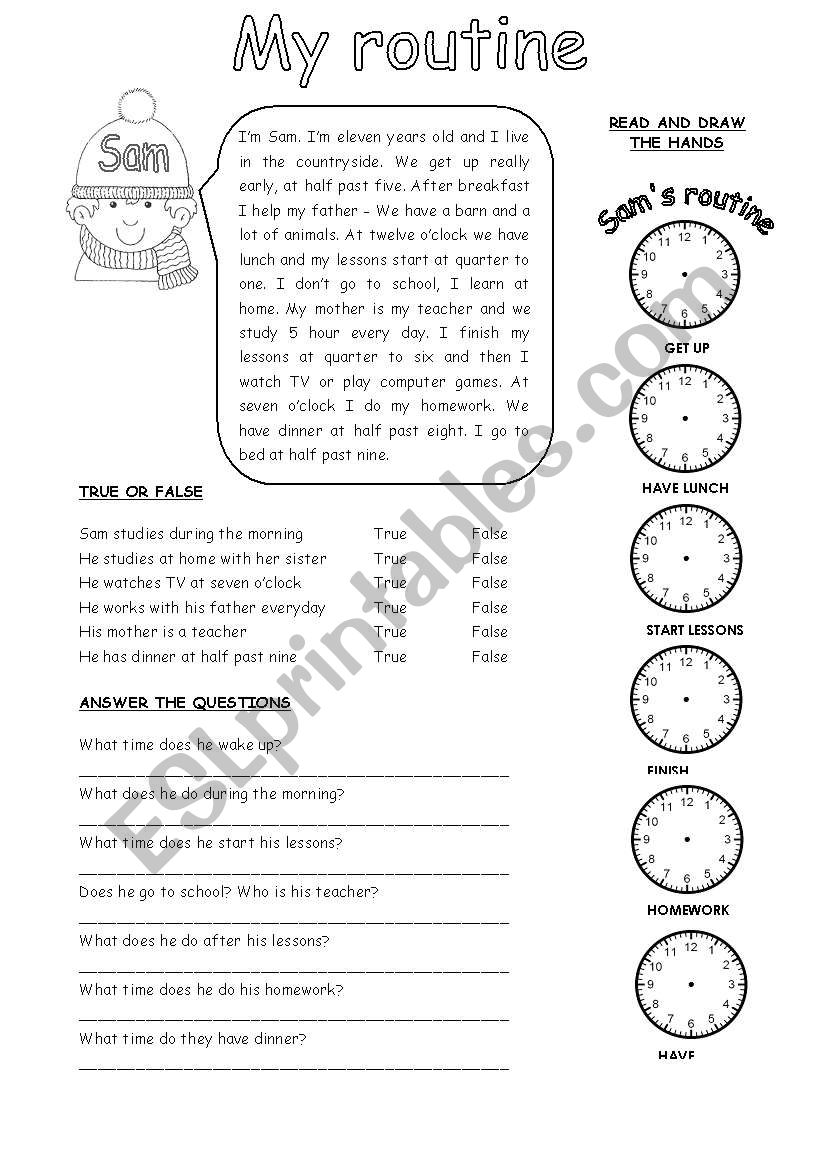 My routine (2) worksheet