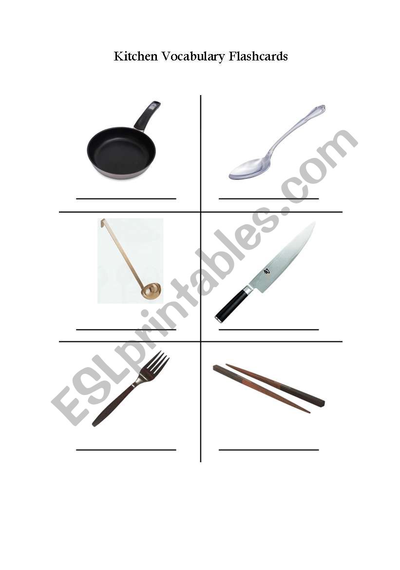 Kitchen vocabulary flashcards worksheet