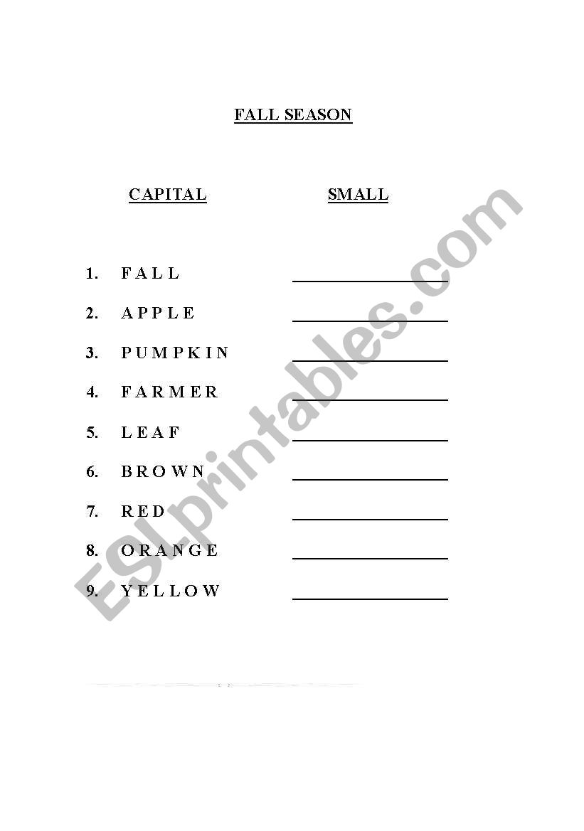 Fall Season worksheet