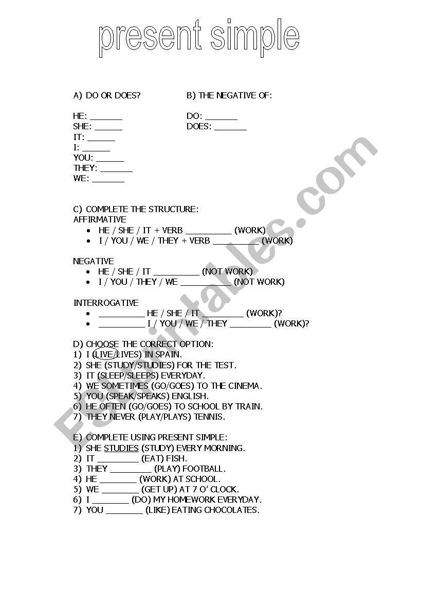 Present Simple worksheet