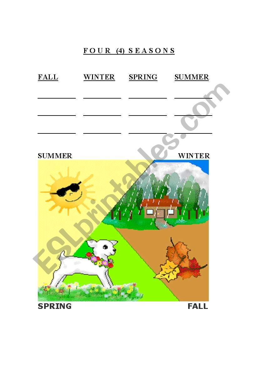 The four seasons of Canada. worksheet