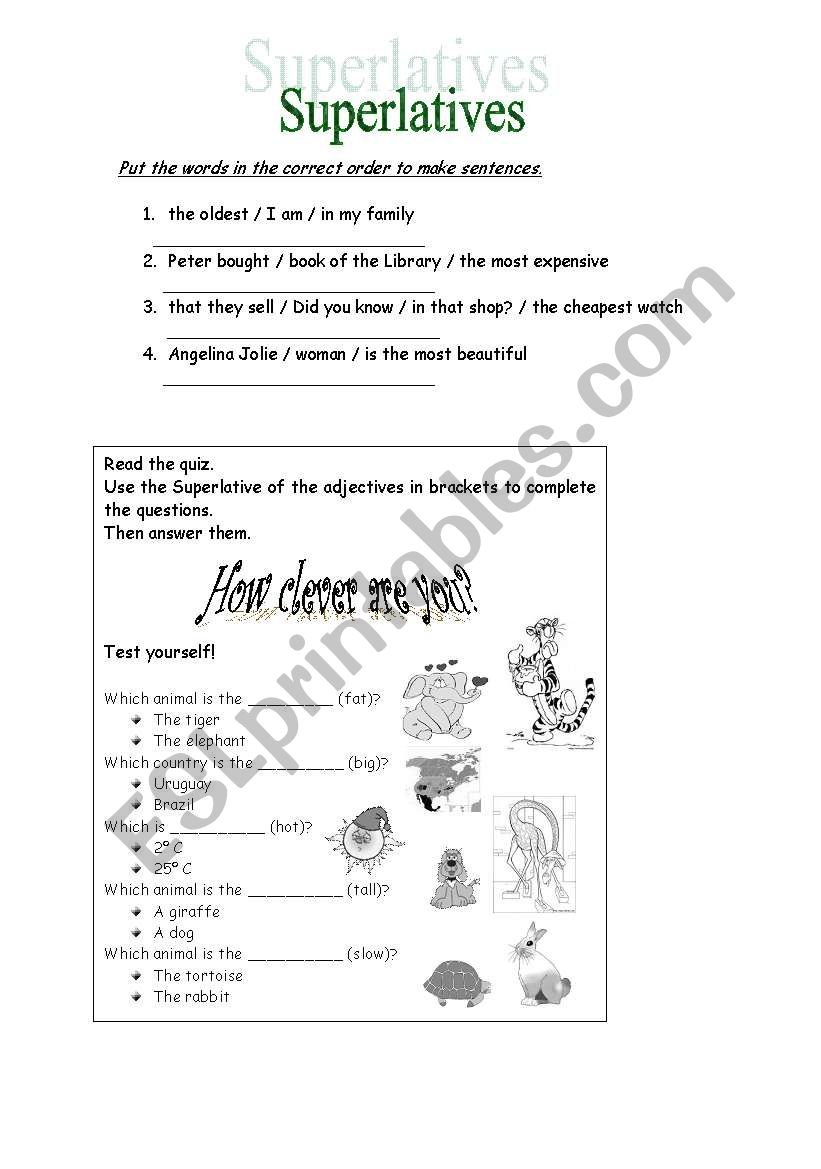 superlative adjectives worksheet