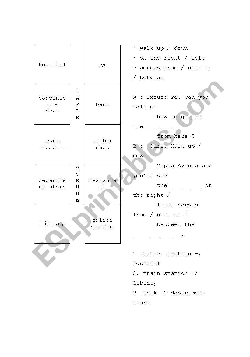 asking directions worksheet