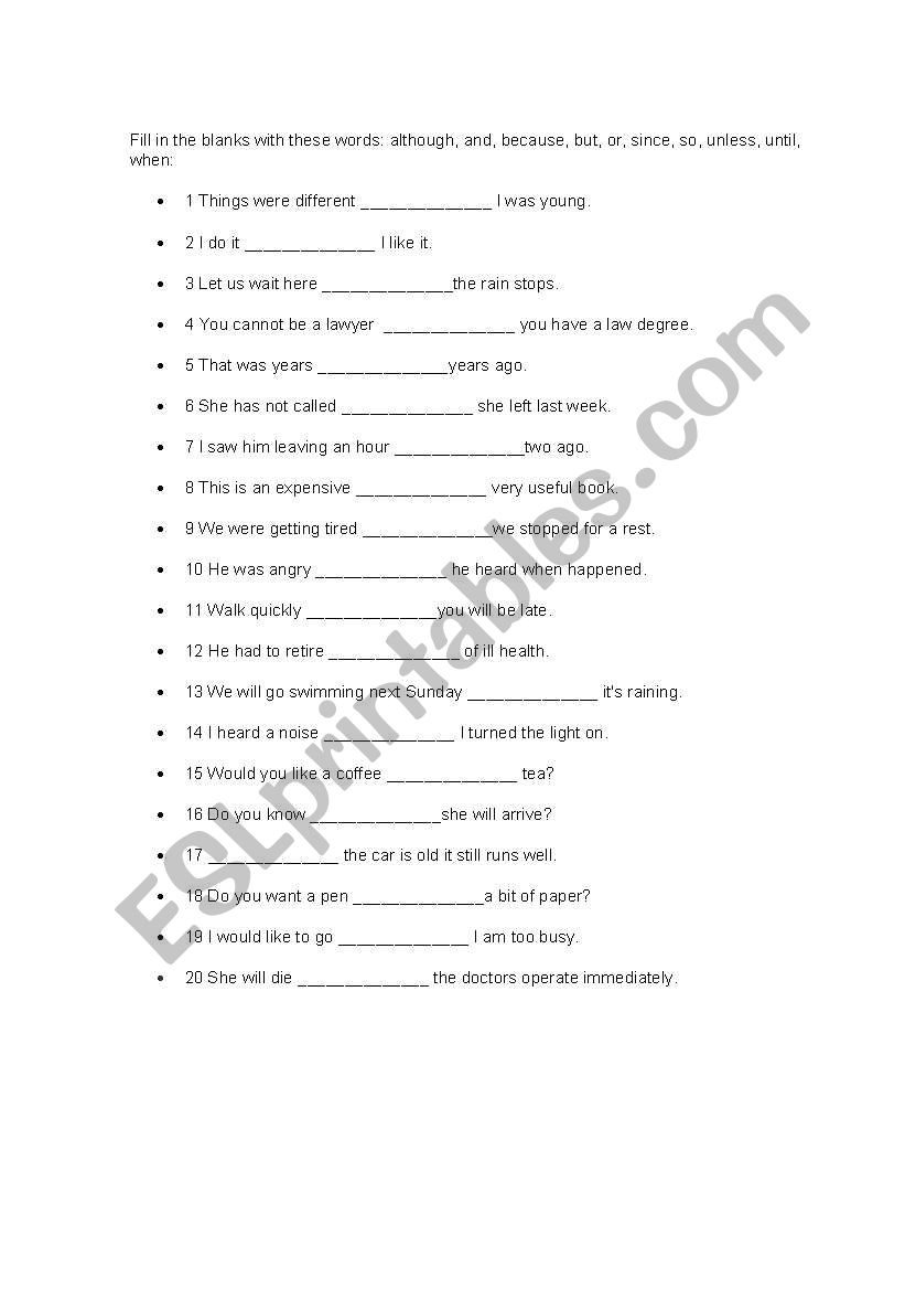 Conjuncions worksheet