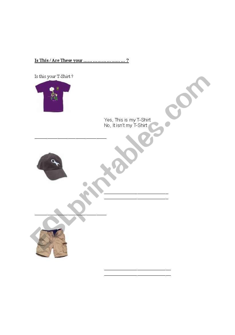 clothes worksheet
