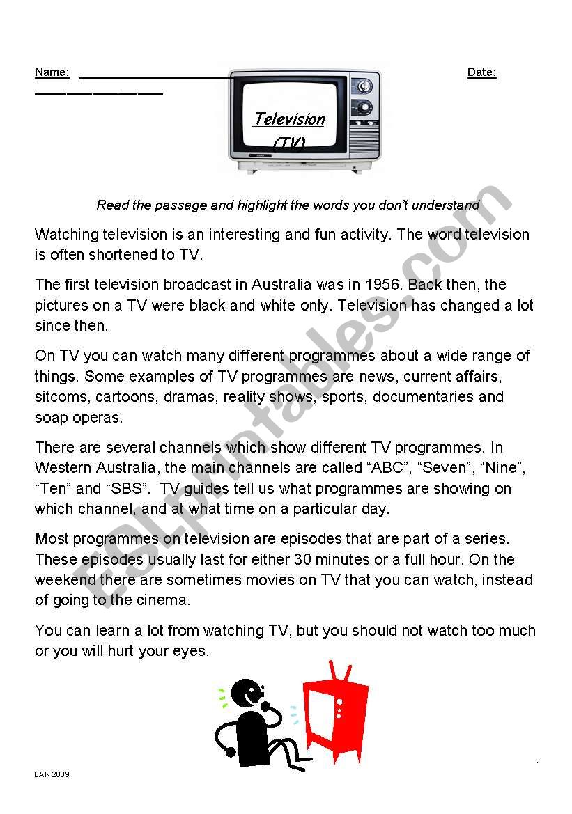 Television Reading & Comprehension