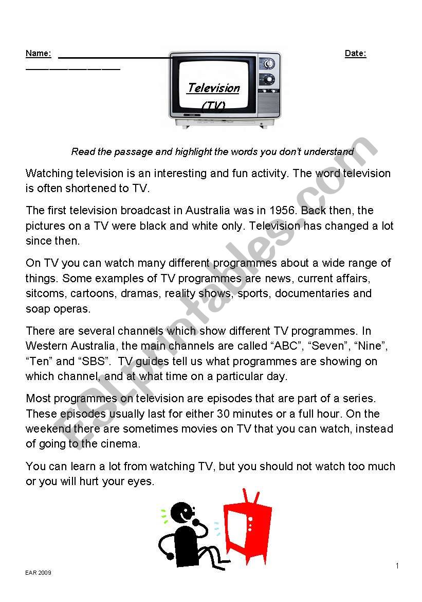 Television Reading & Comprehension