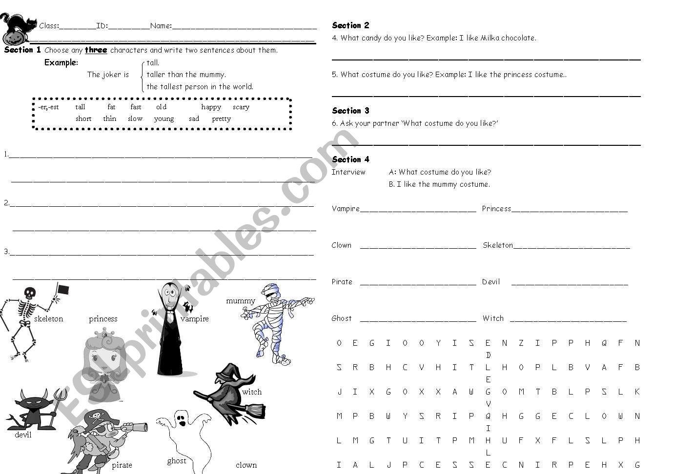 Halloween worksheet