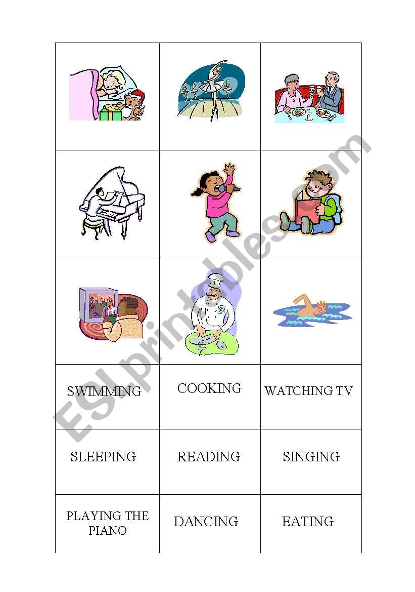 Present continuous game  worksheet