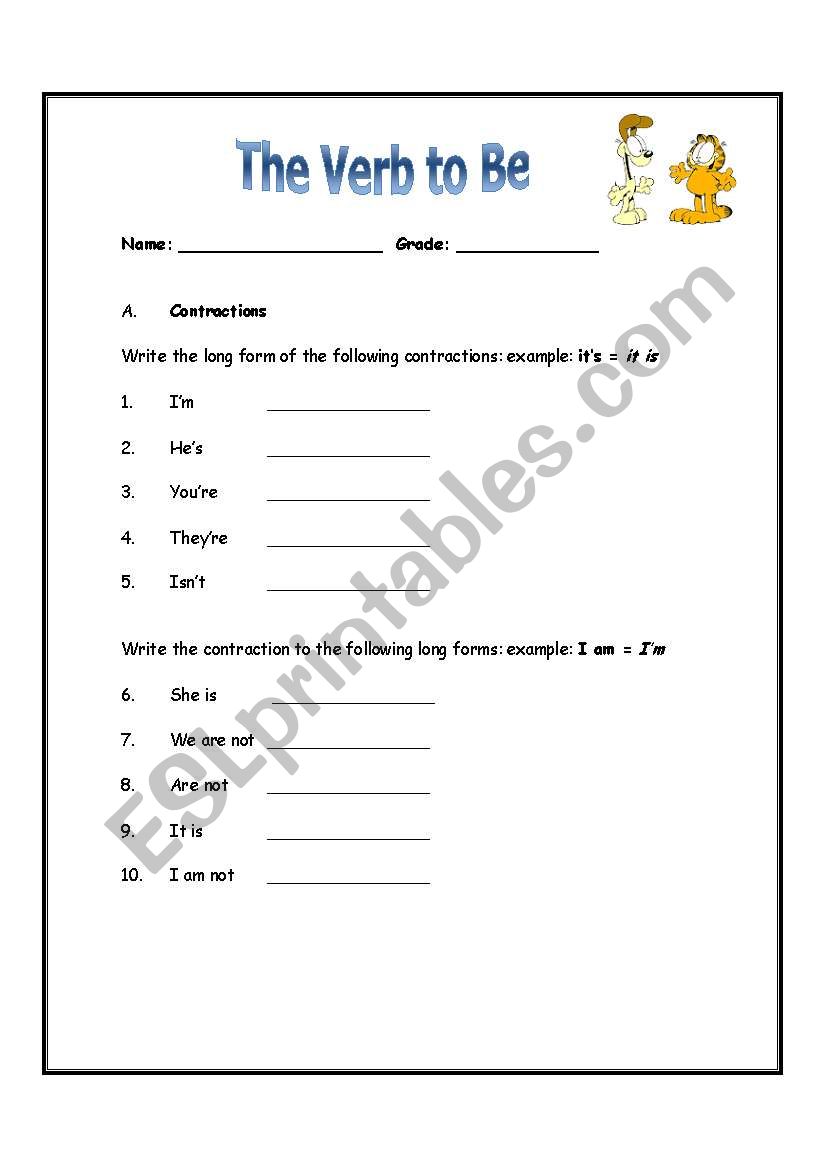 Verb To Be Quiz 5 pages worksheet