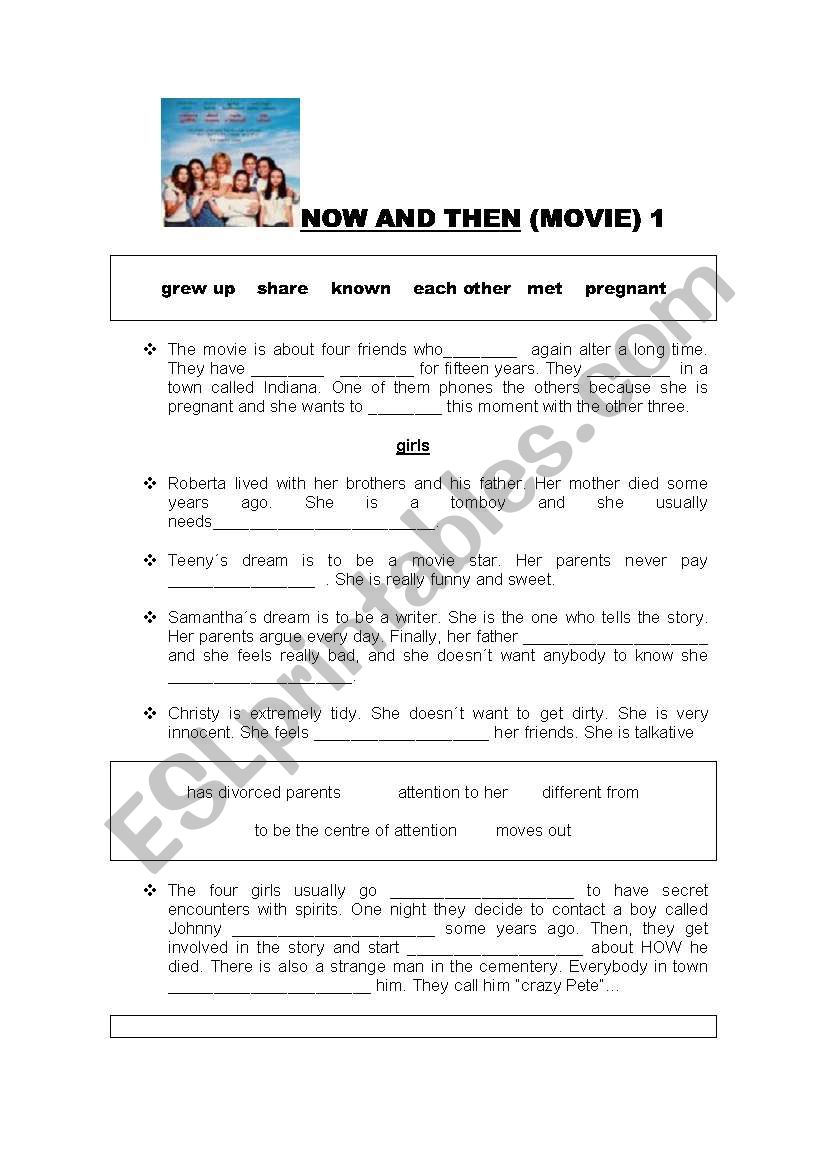 NOW AND THEN MOVIE worksheet