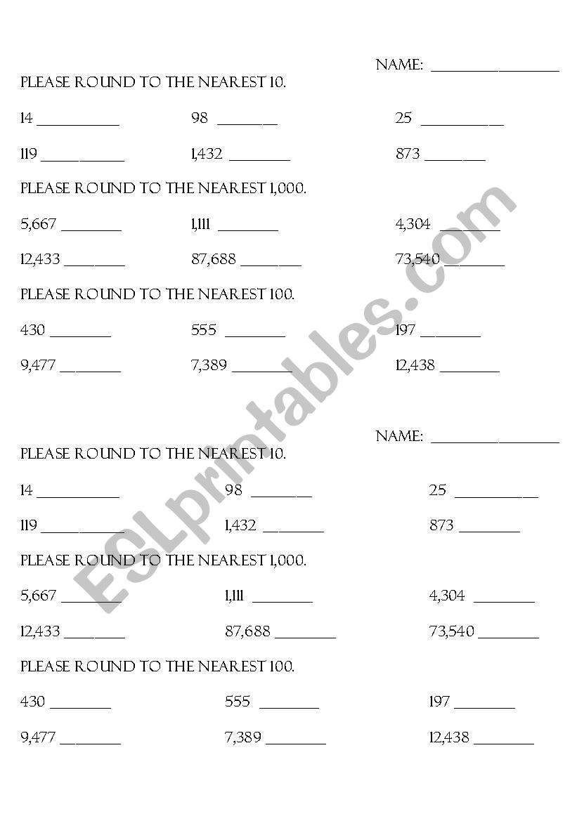 Place Value worksheet