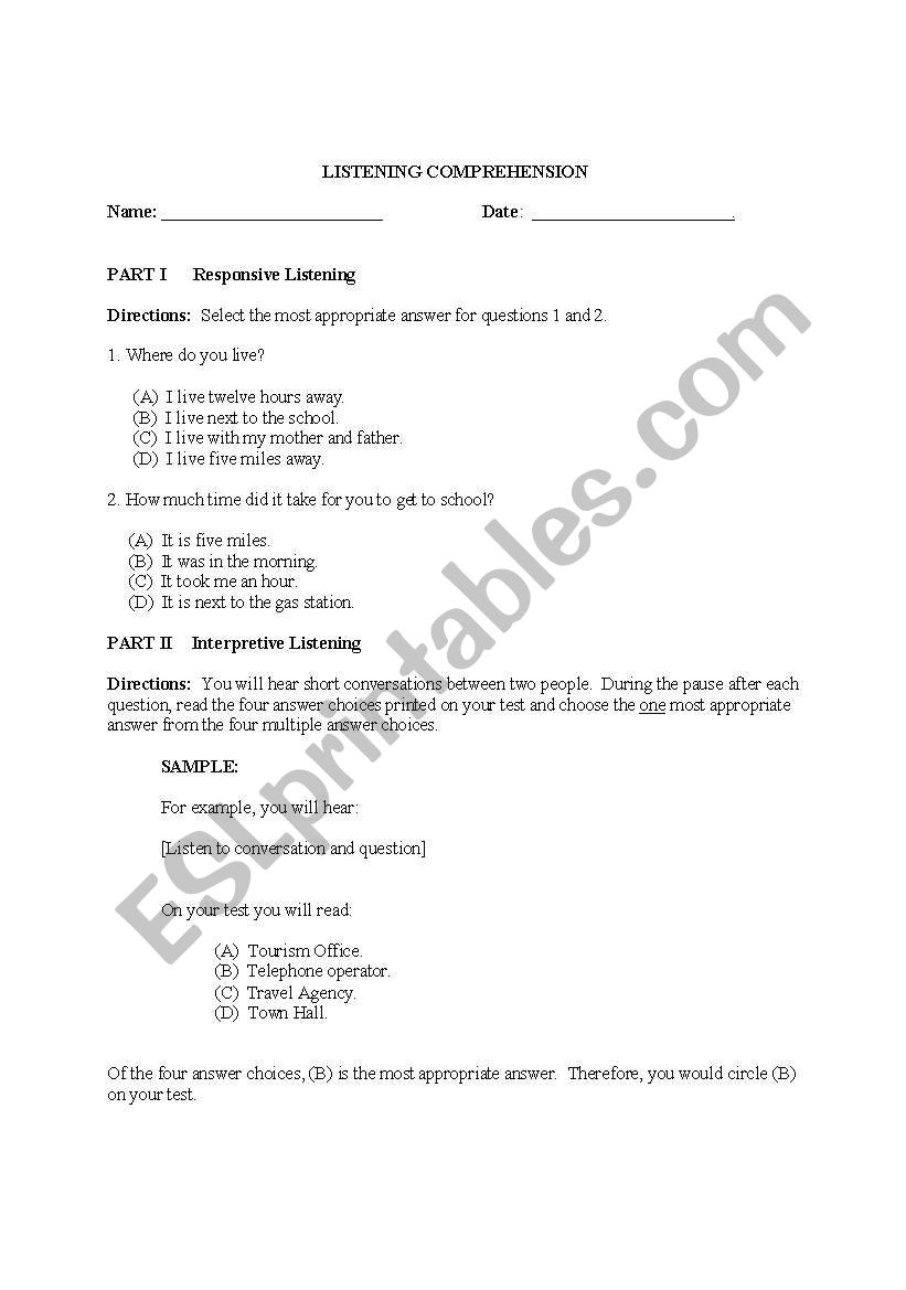 Speaking  worksheet