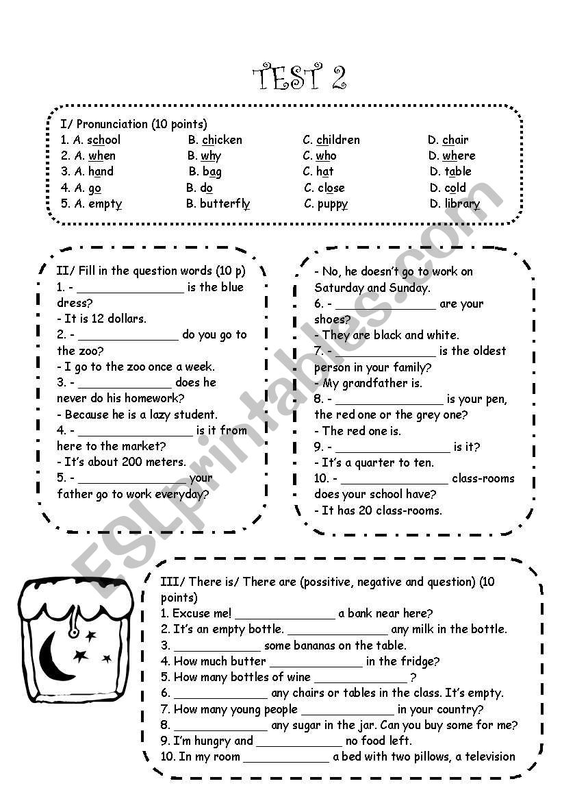 Test for elementary to pre-intermediate level (B&W)