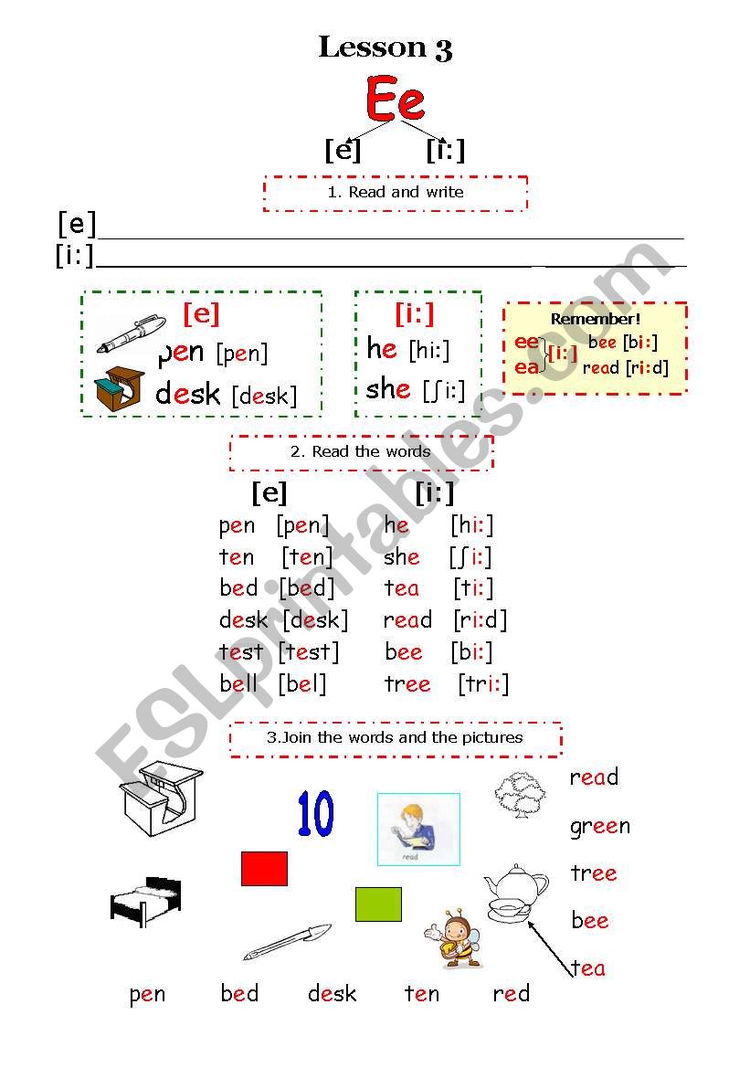 Reading exercises Part 2 (letters Ee, Ii, plus some consonant sounds)