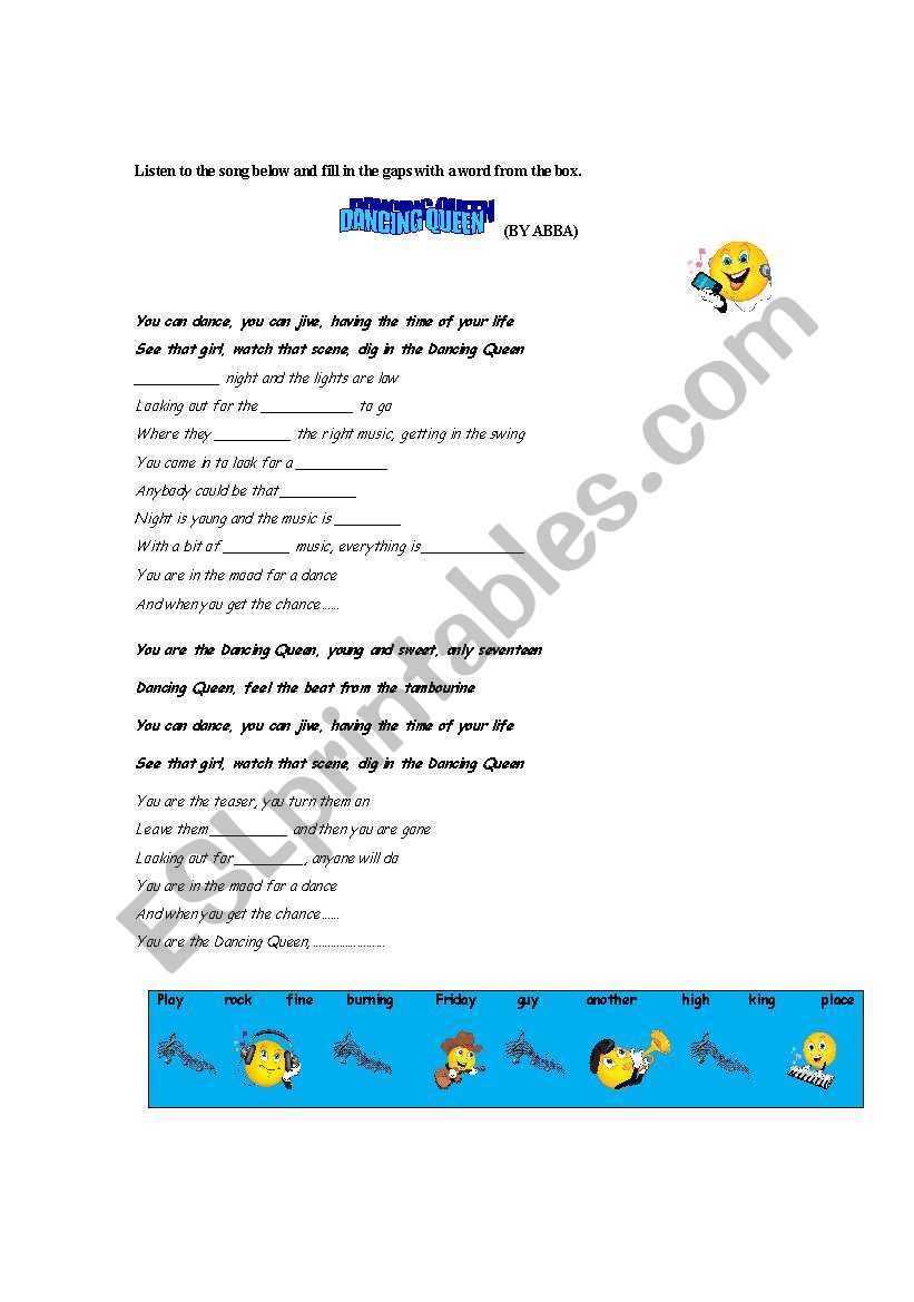 ABBA- DANCING QUEEN worksheet