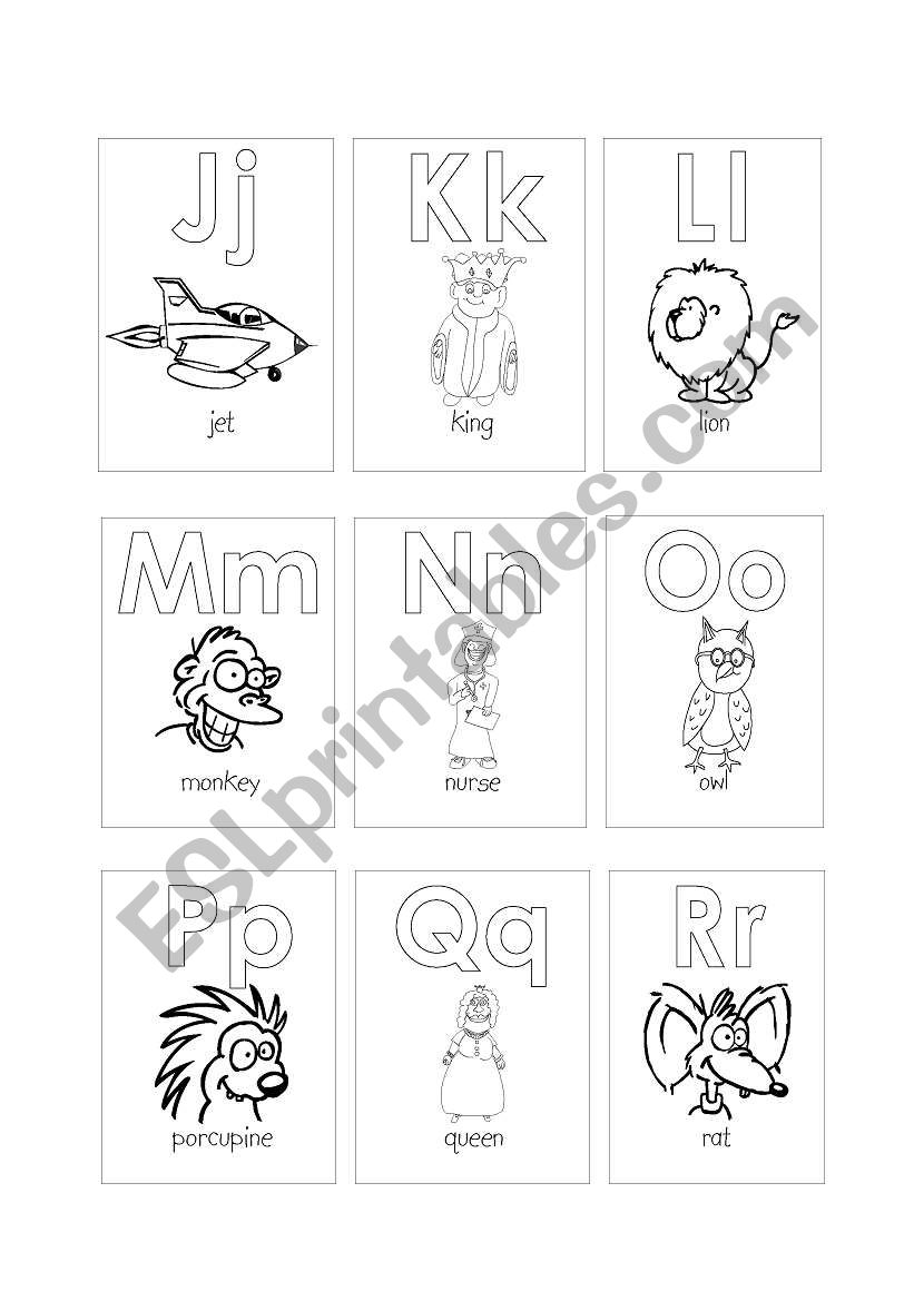 Alphabet J-R worksheet