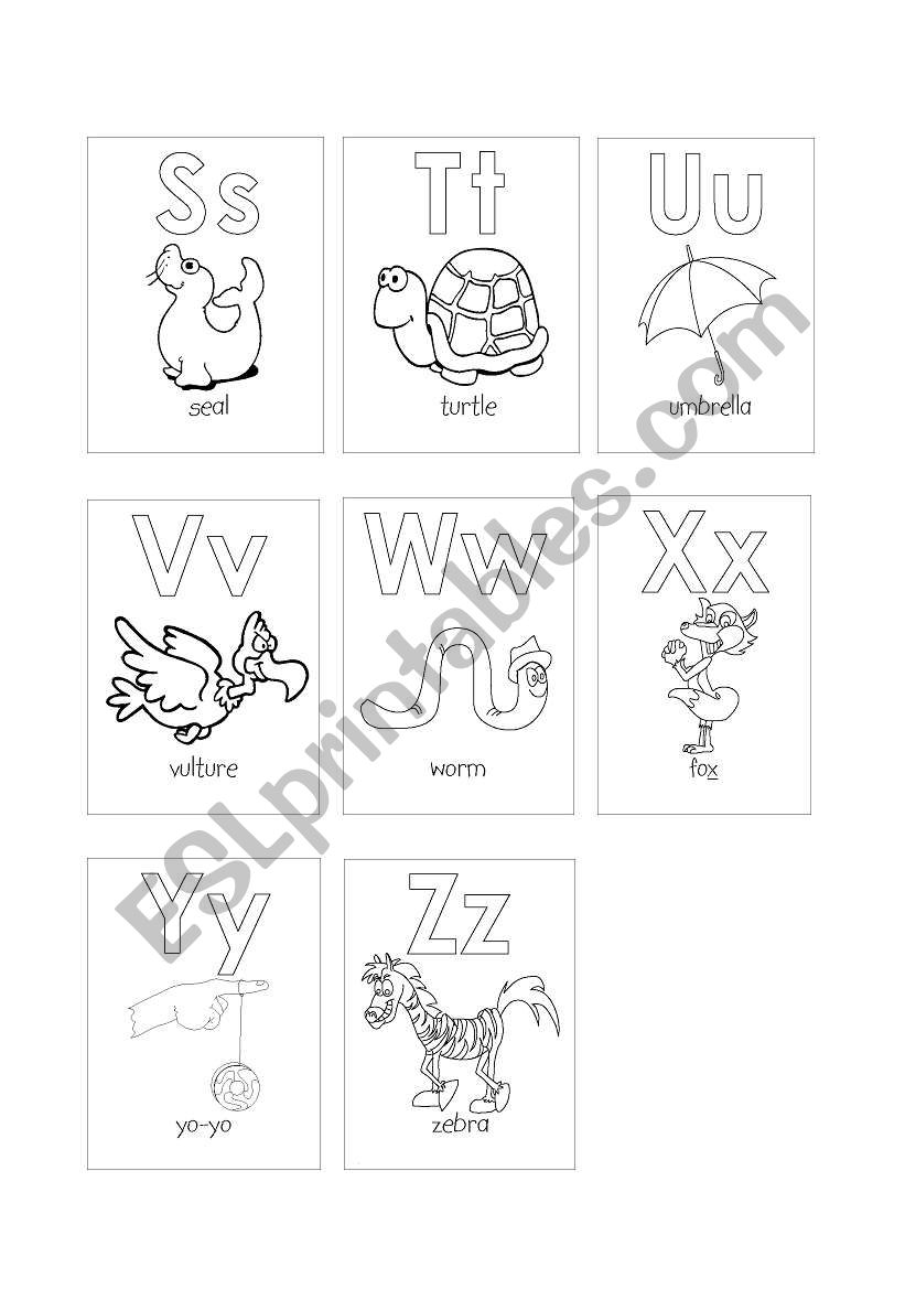 Alphabet S-Z worksheet