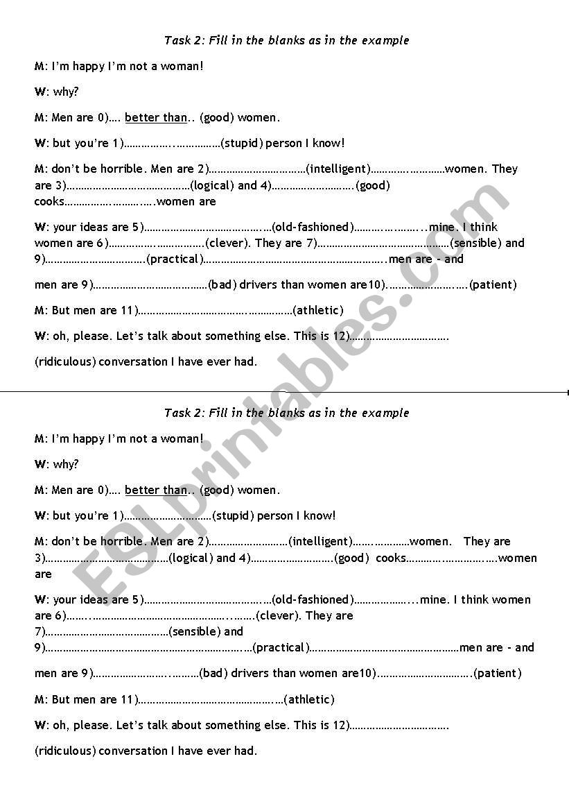 Comparison worksheet