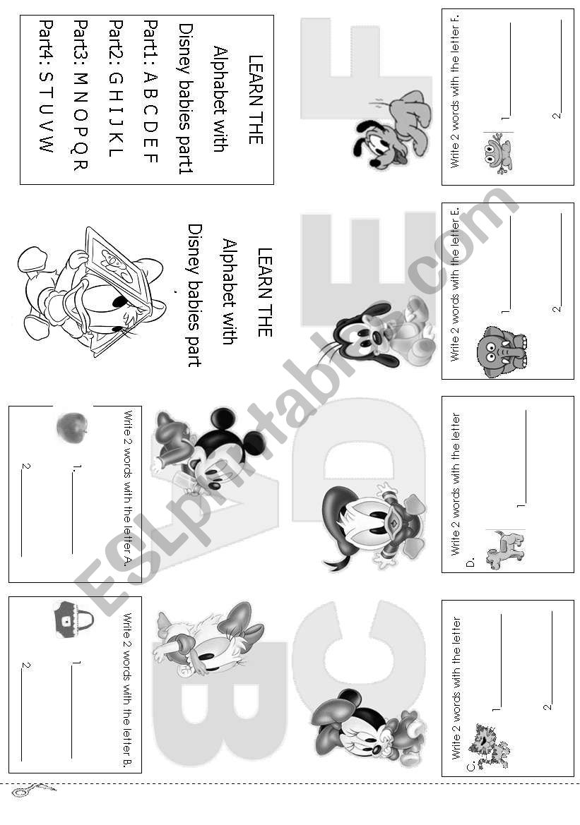 Alpahbet mini book (part1) worksheet