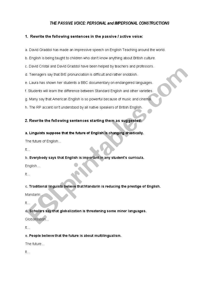 The Passive Voice worksheet