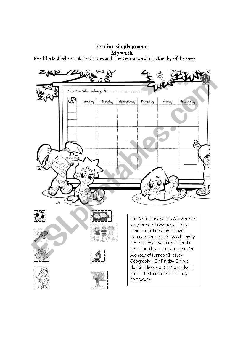 Daily routine worksheet