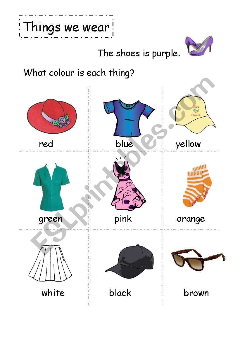 Things we wear worksheet