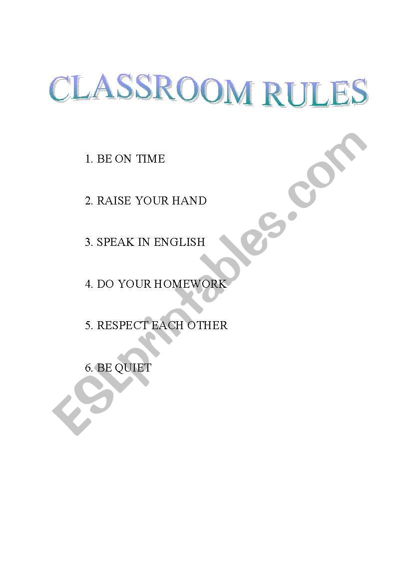classroom rules worksheet