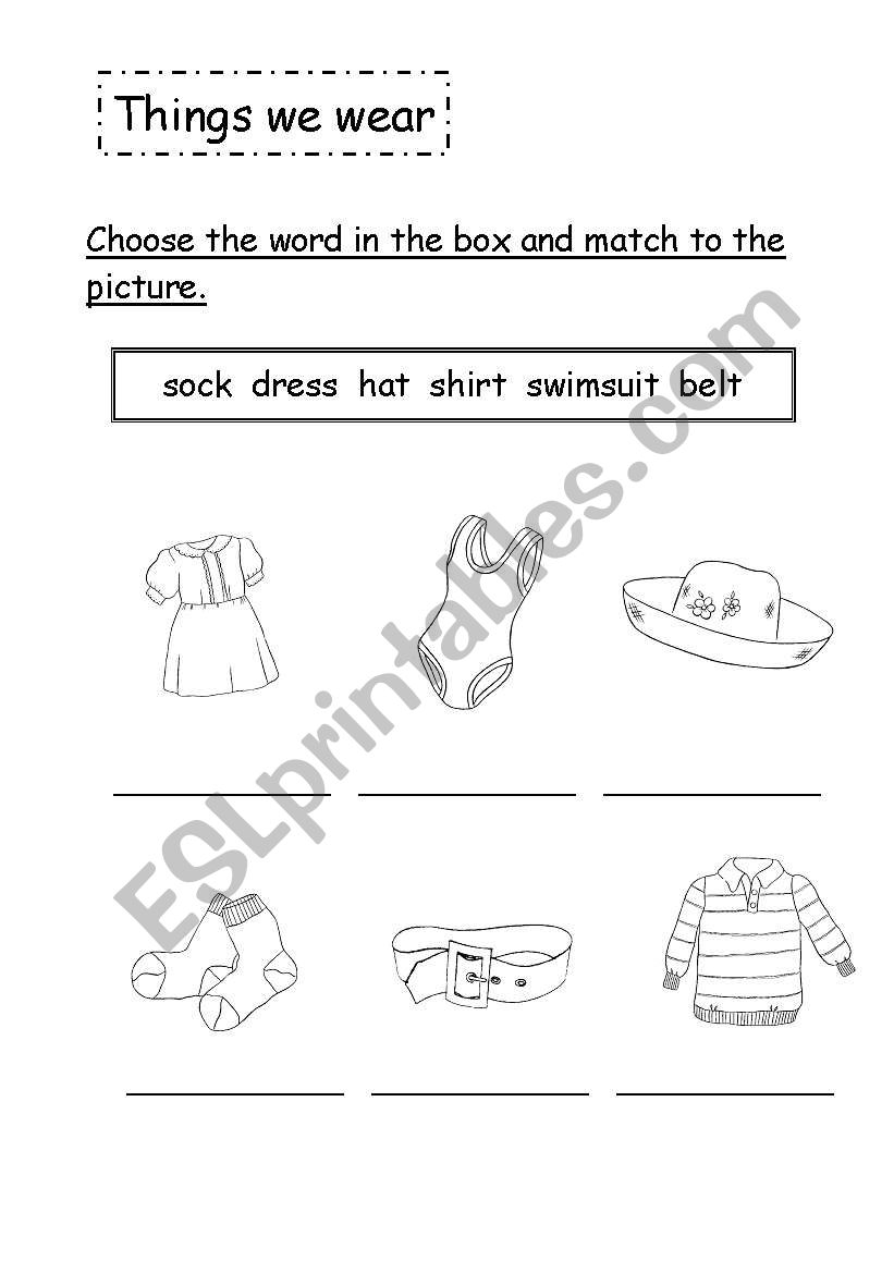 Things we wear 02 worksheet