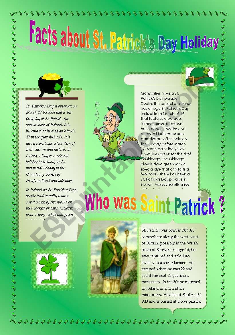 Facts about ST.Patricks Day Holiday (part1)