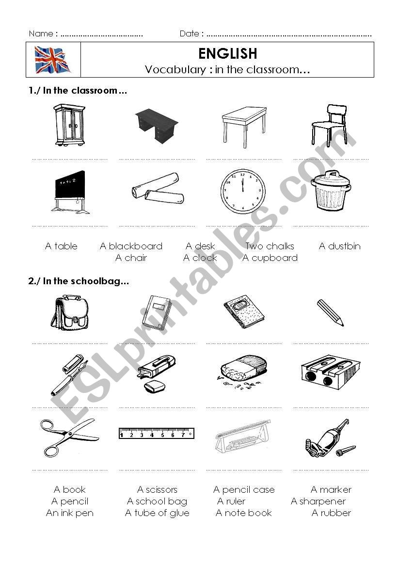 School Furniture : vocabulary 