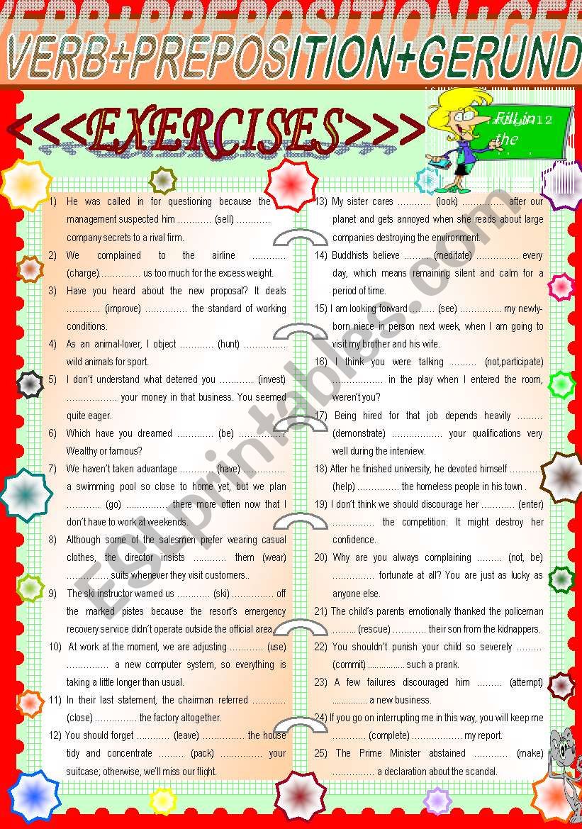 Verb+Preposition+Gerund EXERCISES