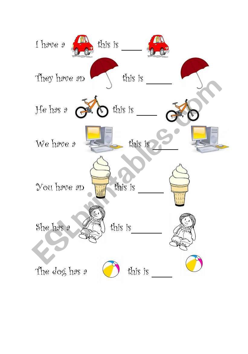 possesive pronouns worksheet