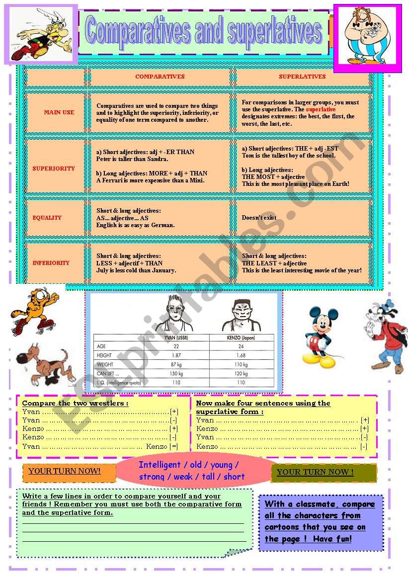 comparatives and superlatives worksheet