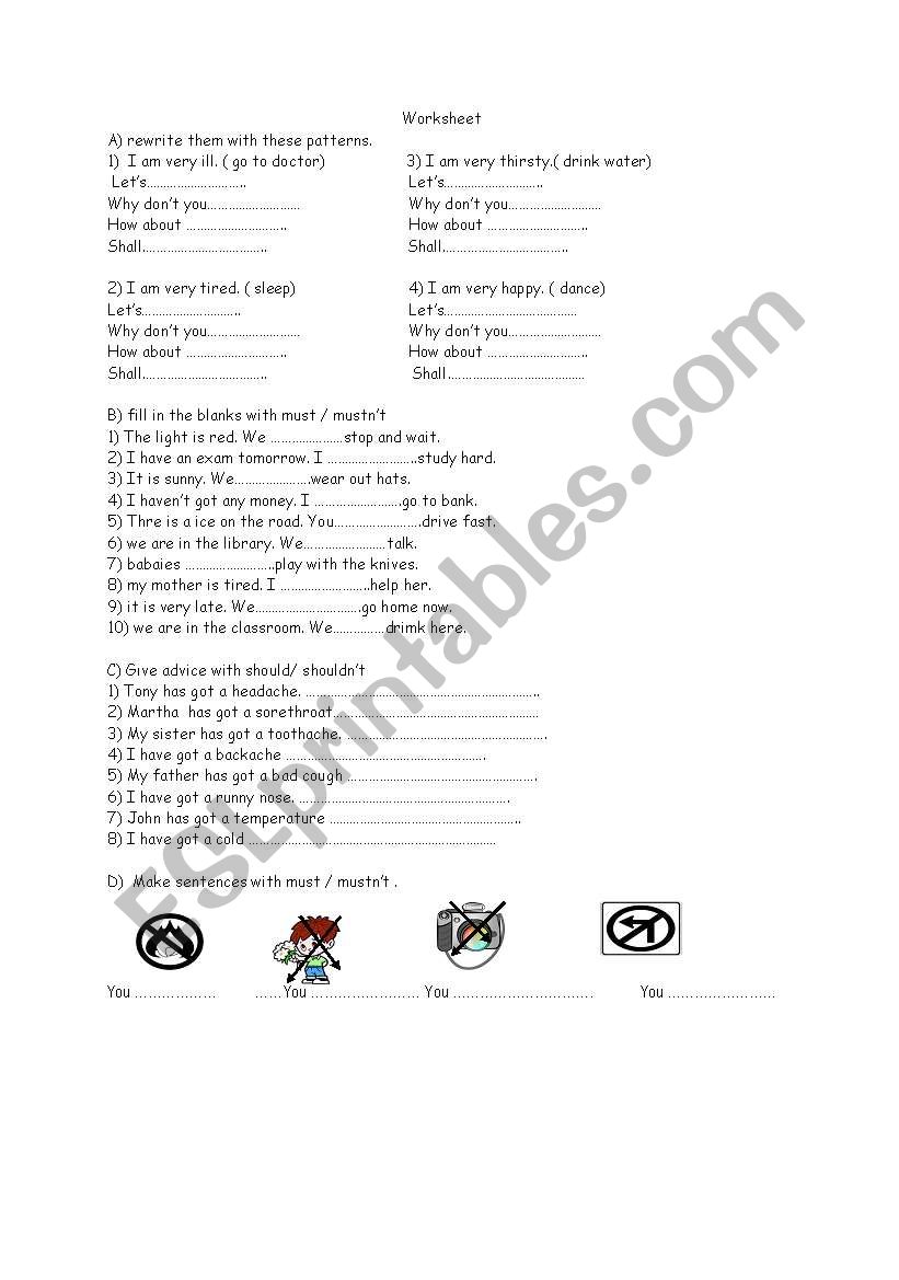 should/ must  worksheet
