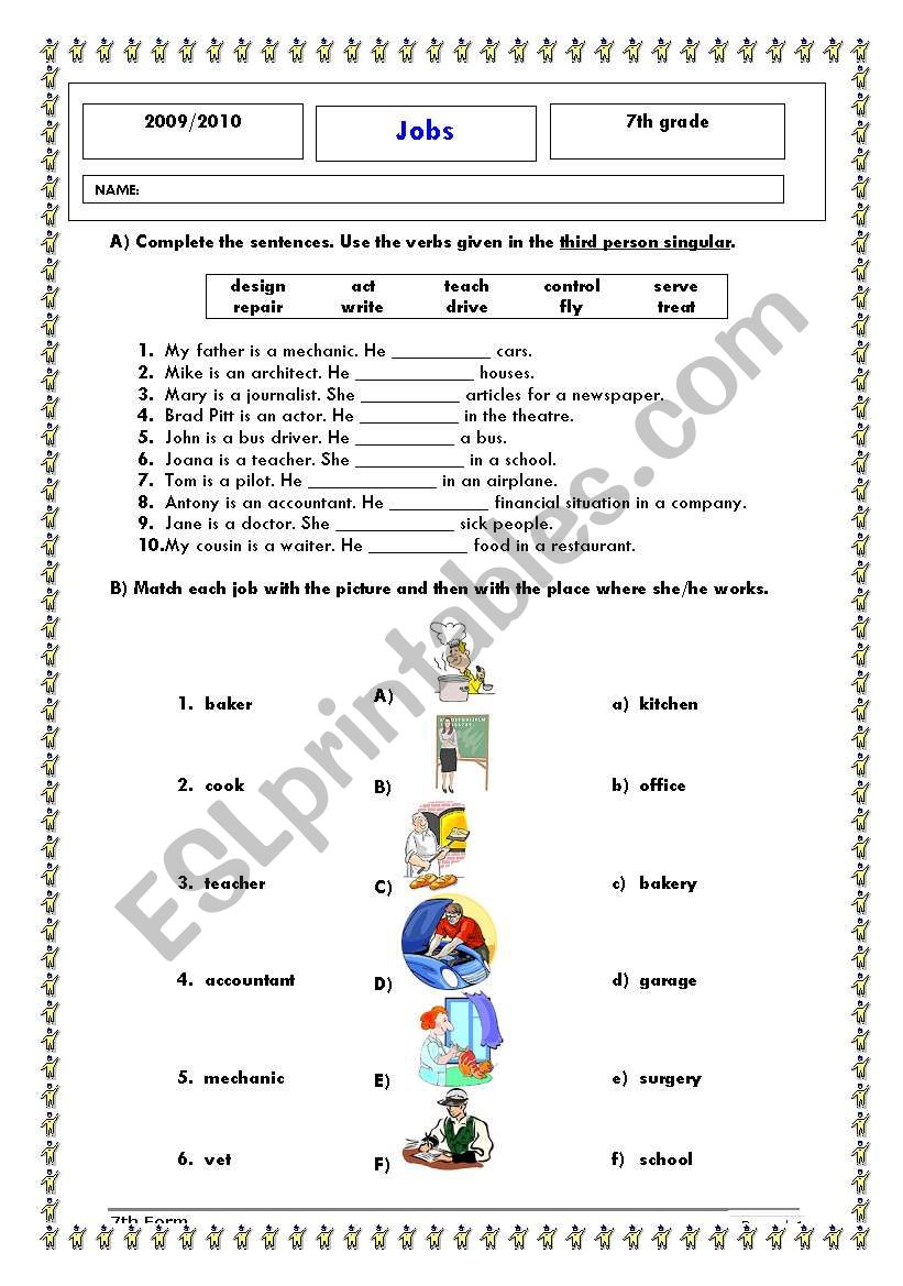 Jobs worksheet