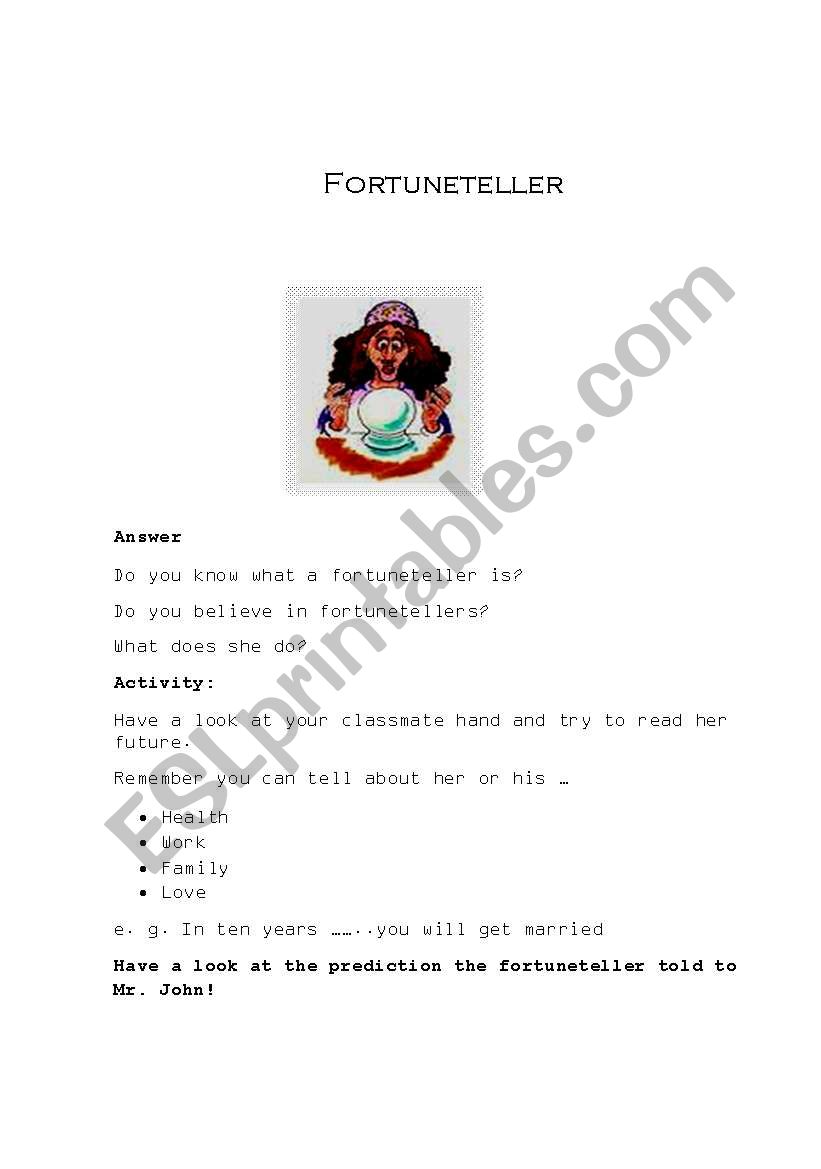 fortune teller worksheet