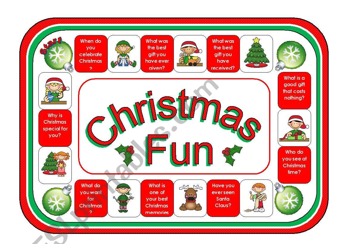 Christmas Fun Boardgame with Wordstrips (greyscale version of the board  included)