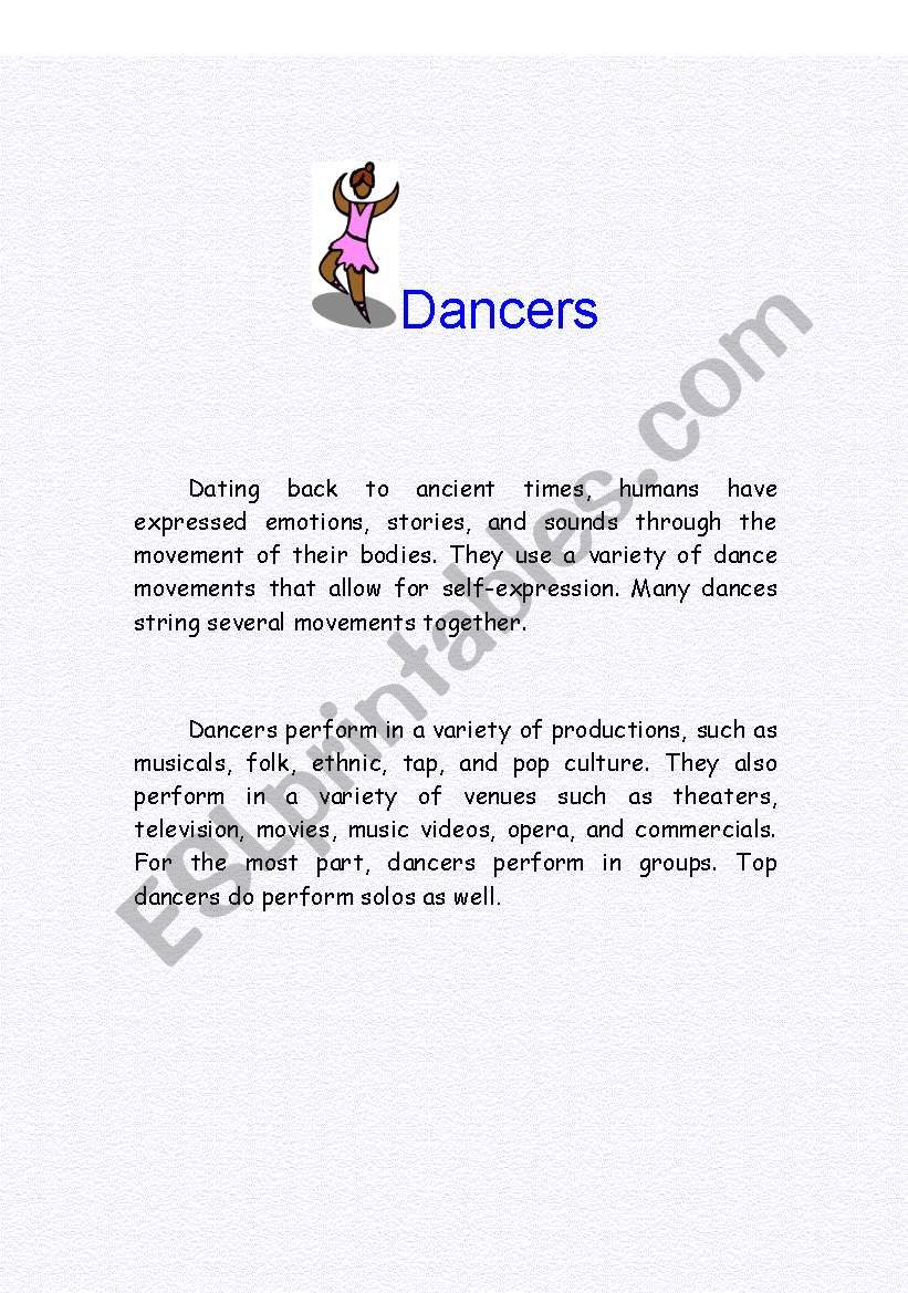 DANCERS worksheet