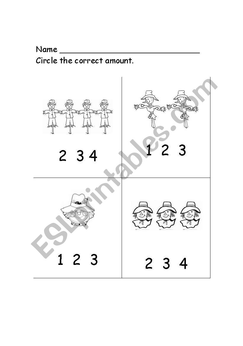 Scarecrow counting worksheet