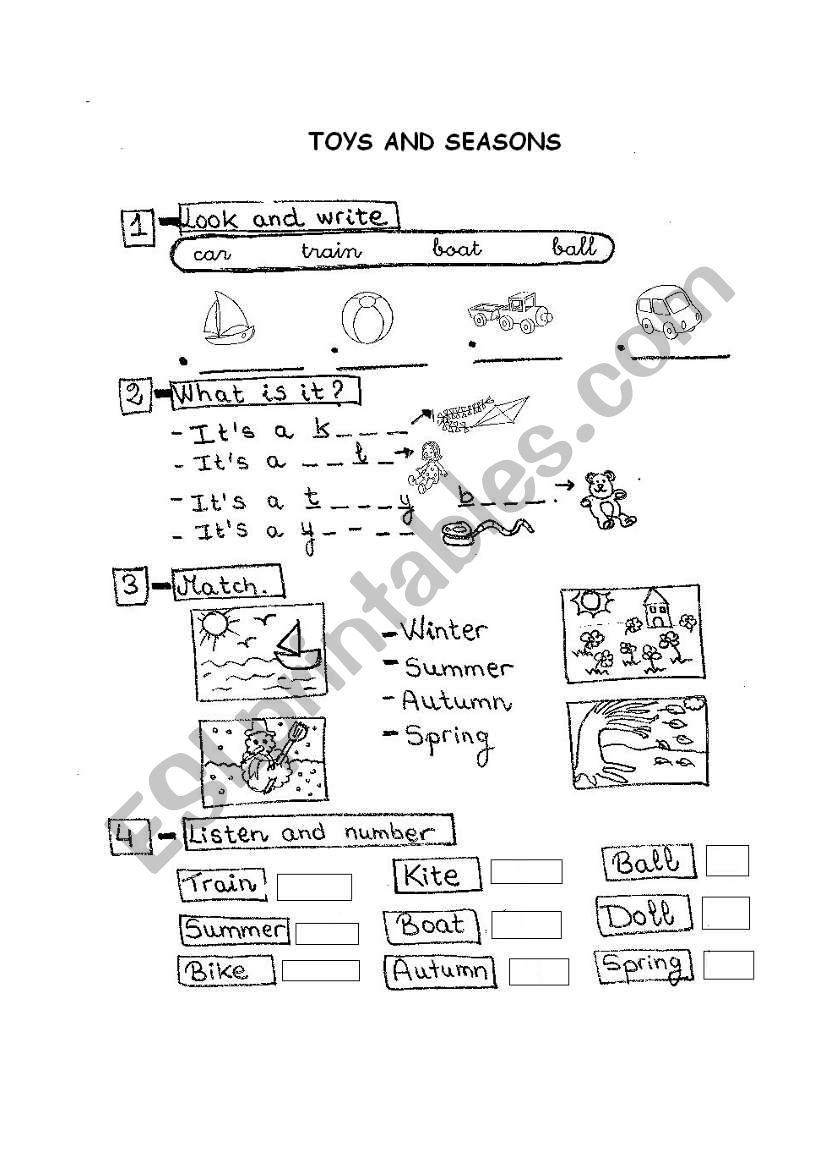 toys and seasons worksheet