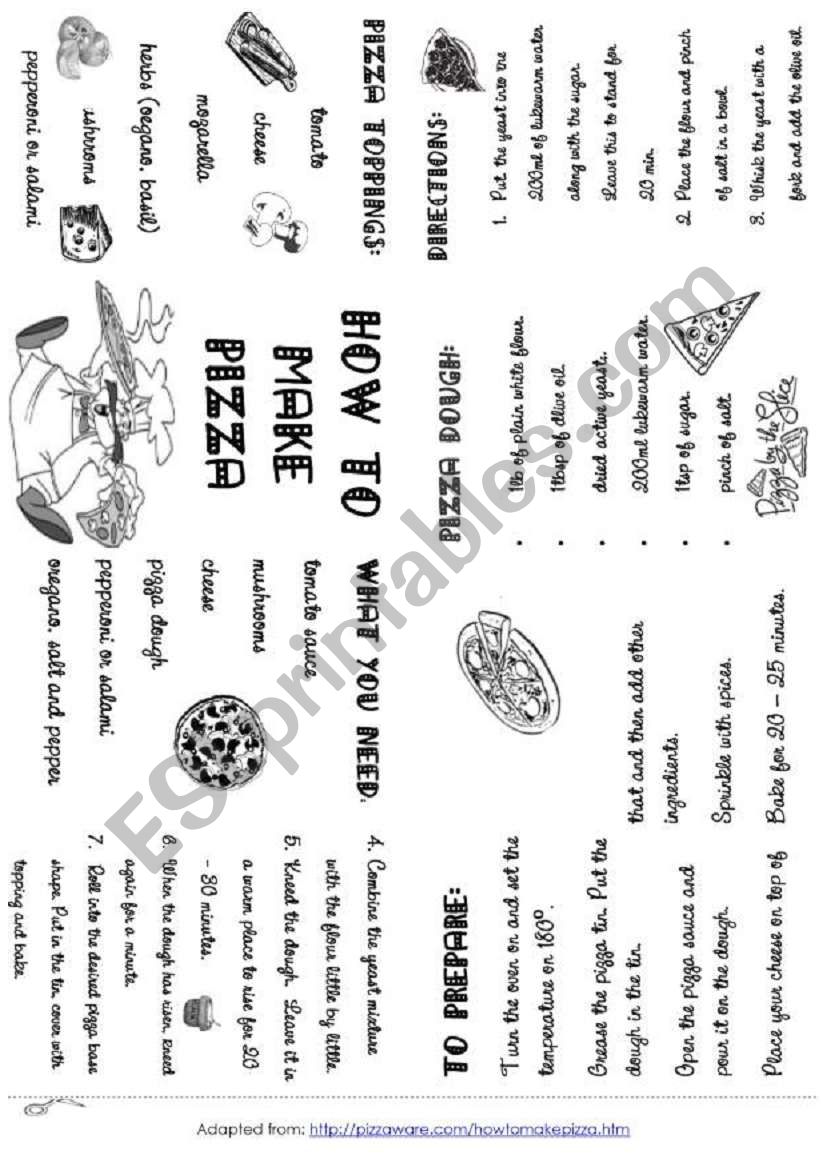 HOW TO MAKE PIZZA MINIBOOK worksheet