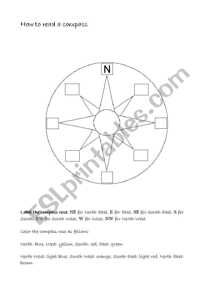 Compass Rose and Map Reading worksheet