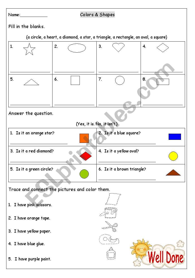 Colors and Shapes worksheet