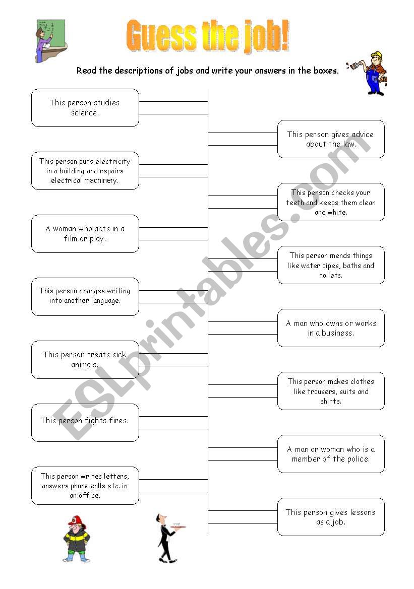 Guess the job! worksheet