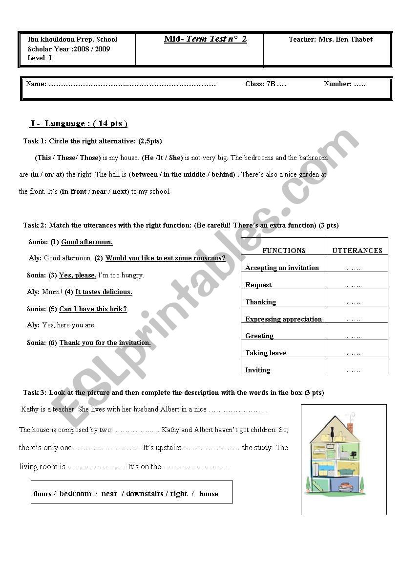 a  test for 7th form learners worksheet