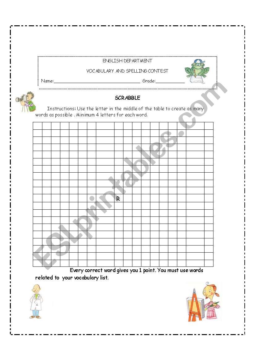 SCRABBLE worksheet