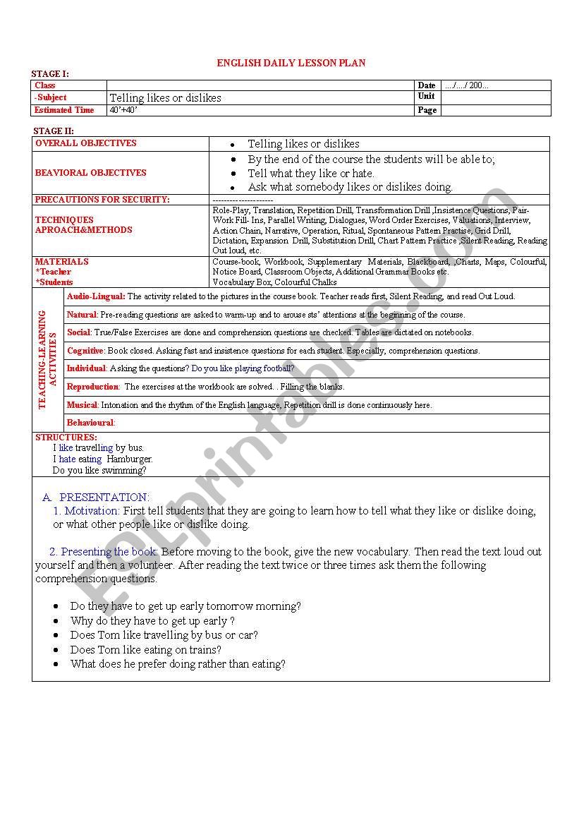 lesson plan - S. present tense