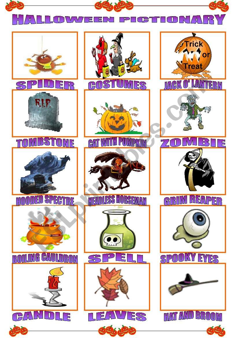 HALLOWEEN PICTIONARY PART 2 worksheet